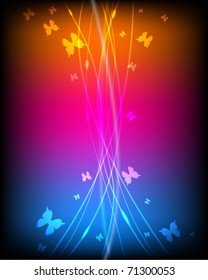 Luminous background with butterfly