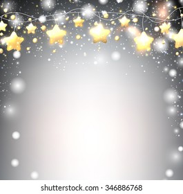 Fondo luminoso con garganta de estrellas. Ilustración vectorial.