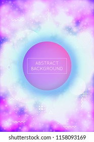 Luminous background with liquid neon shapes. Purple fluid. Fluorescent cover with bauhaus gradient. Graphic template for placard, presentation, banner, brochure. Iridescent luminous background.