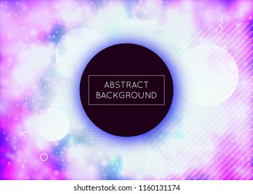Luminous background with liquid neon shapes. Purple fluid. Fluorescent cover with bauhaus gradient. Graphic template for brochure, banner, wallpaper, mobile screen. Dazzling luminous background.