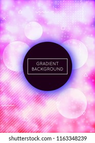 Luminous background with liquid neon shapes. Purple fluid. Fluorescent cover with bauhaus gradient. Graphic template for flyer, ui, magazine, poster, banner and app. Hipster luminous background.