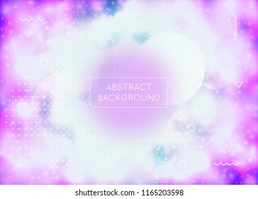 Luminous background with liquid neon shapes. Purple fluid. Fluorescent cover with bauhaus gradient. Graphic template for brochure, banner, wallpaper, mobile screen. Iridescent luminous background.