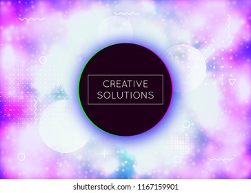 Luminous background with liquid neon shapes. Purple fluid. Fluorescent cover with bauhaus gradient. Graphic template for flyer, ui, magazine, poster, banner and app. Shiny luminous background.