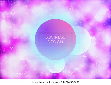 Luminous background with liquid neon shapes. Purple fluid. Fluorescent cover with bauhaus gradient. Graphic template for brochure, banner, wallpaper, mobile screen. Refulgent luminous background.