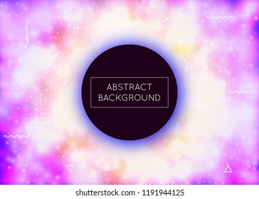 Luminous background with liquid neon shapes. Purple fluid. Fluorescent cover with bauhaus gradient. Graphic template for brochure, banner, wallpaper, mobile screen. Iridescent luminous background.