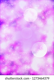 Luminous background with liquid neon shapes. Purple fluid. Fluorescent cover with bauhaus gradient. Graphic template for brochure, banner, wallpaper, mobile screen. Futuristic luminous background.