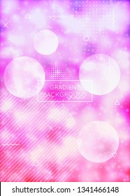 Luminous background with liquid neon shapes. Purple fluid. Fluorescent cover with bauhaus gradient. Graphic template for brochure, banner, wallpaper, mobile screen. Iridescent luminous background.