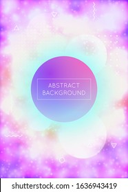Luminous background with liquid neon shapes. Purple fluid. Fluorescent cover with bauhaus gradient. Graphic template for placard, presentation, banner, brochure. Trendy luminous background.