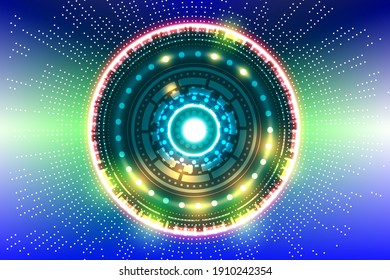 Luminous background, sphere, ufo pattern, light, sparkle, circle Abstract color future era technology