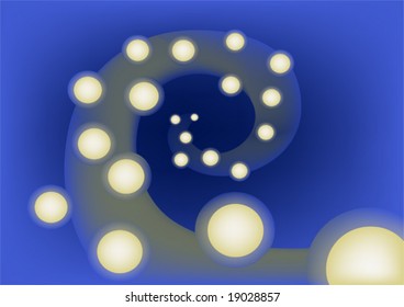 Luminous balls on a spiral