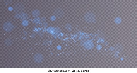 A luminous blue bokeh effect on a light background that creates a futuristic, magical and dreamy atmosphere. Sparkling particles of light resemble a cosmic or fantastic flow of energy.