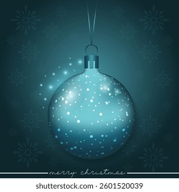 A luminous blue holiday bauble with a white dotted pattern.