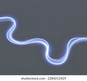 Luminous blue lines png of speed. Light glowing effect png. Abstract motion lines. Light trail wave, fire path trace line, car lights, optic fiber and incandescence curve twirl