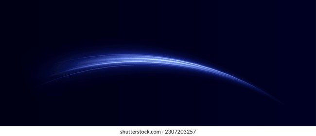 Luminous blue lines png of speed. Light glowing effect png. Abstract motion lines. Light trail wave, fire path trace line, car lights, optic fiber and incandescence curve twirl