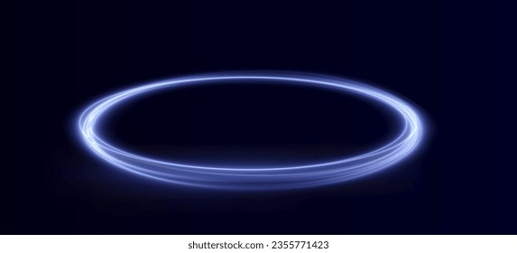 Luminous blue lines png of speed. Light glowing effect png. Abstract motion lines. Light trail wave, fire path trace line, car lights, optic fiber and incandescence curve twirl