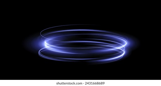 Luminous blue lines png of speed. Light glowing effect png. Abstract motion lines. Light trail wave, fire path trace line, car lights, optic fiber and incandescence curve twirl	
