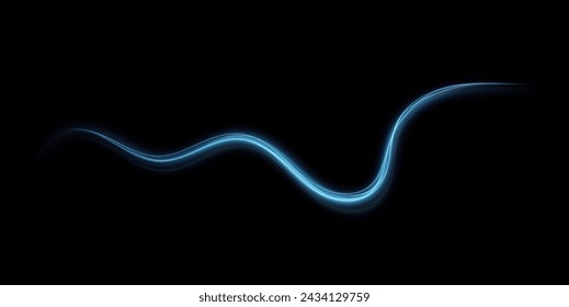 Luminous blue lines png of speed. Light glowing effect png. Abstract motion lines. Light trail wave, fire path trace line, car lights, optic fiber and incandescence curve twirl	
