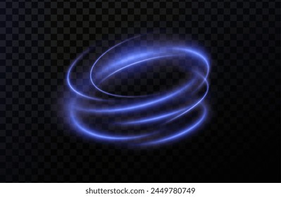 Luminous blue lines png of speed. Light glowing effect png. Abstract motion lines. Light trail wave, fire path trace line, car lights, optic fiber and incandescence curve twirl	
