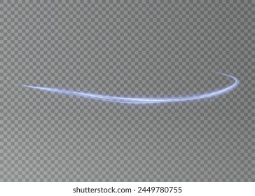 Luminous blue lines png of speed. Light glowing effect png. Abstract motion lines. Light trail wave, fire path trace line, car lights, optic fiber and incandescence curve twirl	
