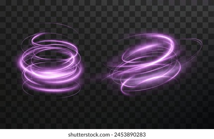 Luminous blue lines png of speed. Light glowing effect png. Abstract motion lines. Light trail wave, fire path trace line, car lights, optic fiber and incandescence curve twirl