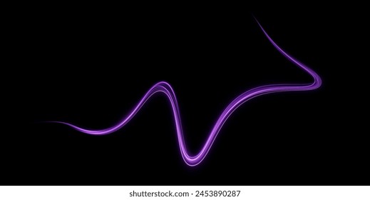 Luminous blue lines png of speed. Light glowing effect png. Abstract motion lines. Light trail wave, fire path trace line, car lights, optic fiber and incandescence curve twirl