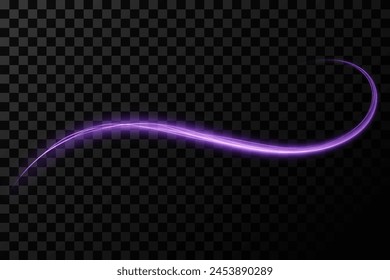 Luminous blue lines png of speed. Light glowing effect png. Abstract motion lines. Light trail wave, fire path trace line, car lights, optic fiber and incandescence curve twirl