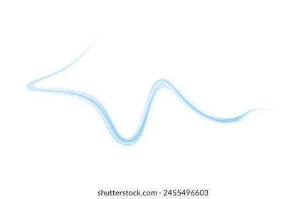 Luminous blue lines png of speed. Format PNG. Light glowing effect png. Abstract motion lines. Light trail wave, fire path trace line, car lights, optic fiber and incandescence curve twirl	
