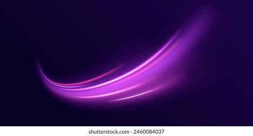 Luminous blue lines png of speed. Light glowing effect. LED glare tape. Futuristic dynamic motion technology. horizontal light rays. Abstract vector fire circles, sparkling swirls and energy light 