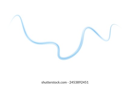 Luminous blue lines of speed. Light glowing effect . Abstract motion lines. White background isolated Light trail wave, fire path trace line, car lights, optic fiber and incandescence curve twirl.	
