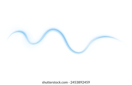 Luminosas líneas azules de velocidad. Efecto luminoso . líneas de movimiento Abstractas. Fondo blanco aislado Onda de sendero de luz, línea de traza de trayectoria de fuego, luces de coche, fibra óptica y curva de incandescencia.	
