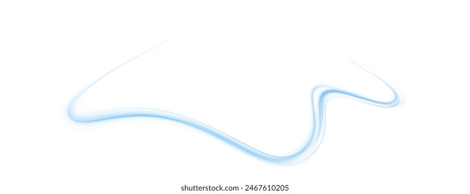 Luminous blue lines of speed. Light glowing effect . Abstract motion lines. White background isolated Light trail wave, fire path trace line, car lights, optic fiber and incandescence curve twirl.