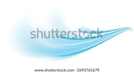 Luminous blue lines of speed. Light glowing effect . Abstract motion lines. White background isolated Light trail wave, fire path trace line, car lights, optic fiber and incandescence curve twirl.
