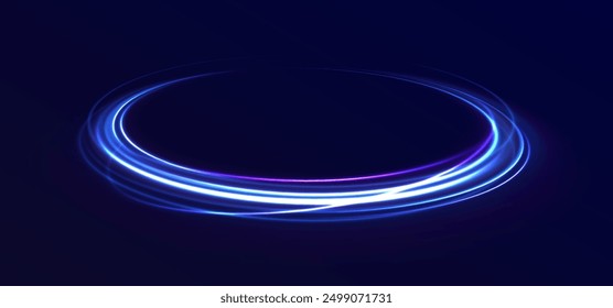 Lichtblaue Linien Geschwindigkeit. Neonfarben leuchtenden Linien Hintergrund, High-Speed-Licht Trails Effekt. Futuristische dynamische Bewegungstechnologie.