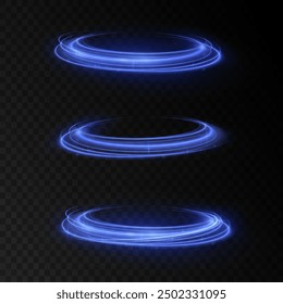 Luminous blue lines speed. Neon color glowing lines background, high-speed light trails effect. Futuristic dynamic motion technology.