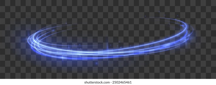 Luminous blue lines speed. Neon color glowing lines background, high-speed light trails effect. Futuristic dynamic motion technology.