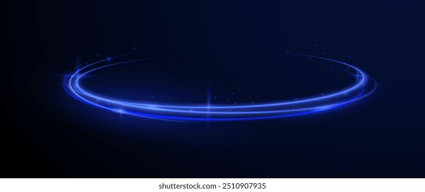 Líneas azules luminosas de velocidad. Fondo de líneas brillantes de color neón, efecto de rastros de luz de alta velocidad. Tecnología de movimiento dinámico futurista.