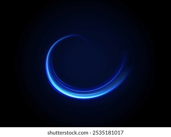 Luminous blue lines speed. Neon color glowing lines background, high-speed light trails effect. Futuristic dynamic motion technology.