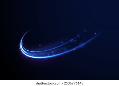 Líneas azules luminosas de velocidad. Fondo de líneas brillantes de color neón, efecto de rastros de luz de alta velocidad. Tecnología de movimiento dinámico futurista.