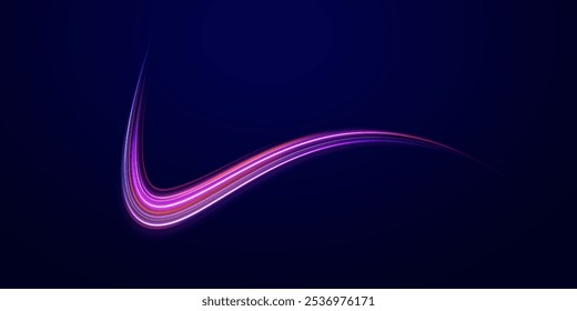 Lichtblaue Linien Geschwindigkeit. Neonfarben leuchtenden Linien Hintergrund, High-Speed-Licht Trails Effekt. Futuristische dynamische Bewegungstechnologie.
