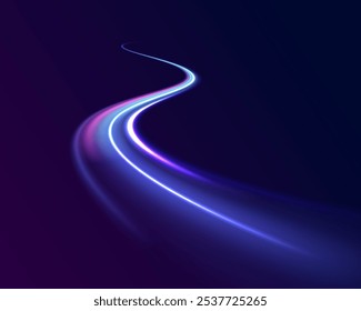 Lichtblaue Linien Geschwindigkeit. Neonfarben leuchtenden Linien Hintergrund, High-Speed-Licht Trails Effekt. Futuristische dynamische Bewegungstechnologie.