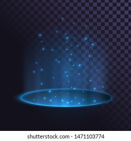 Luminous Blue Round Hole, Luminous Futuristic Element, Hologram, Portal