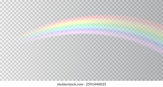 A luminous, blurred rainbow arc with soft pastel colors on a transparent background. This ethereal, weightless element adds a magical and fantasy-like feel to any creative composition.
