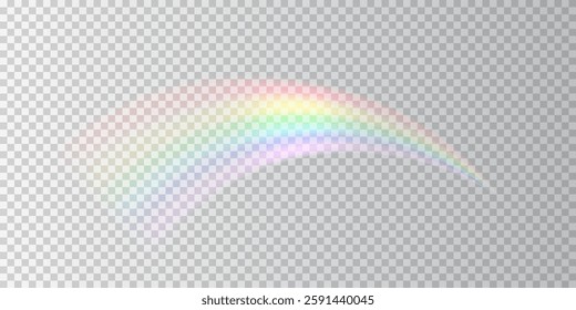 A luminous, blurred rainbow arc with soft pastel colors on a transparent background. This ethereal, weightless element adds a magical and fantasy-like feel to any creative composition.
