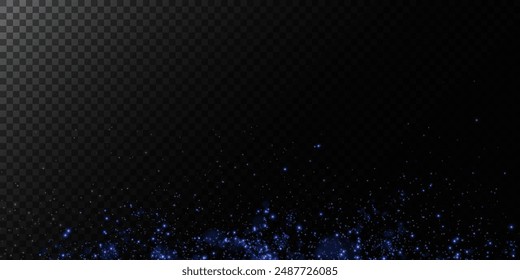 Luminous bokeh, softly shimmering with blue light. Light abstract glowing lights. Glowing bokeh effect isolated on dark background. Christmas background made of glowing dust.	