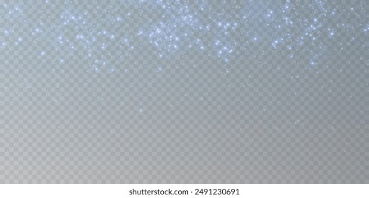 Luminous bokeh, softly shimmering with blue light. Light abstract glowing lights. Glowing bokeh effect isolated on dark background. Christmas background made of glowing dust.	