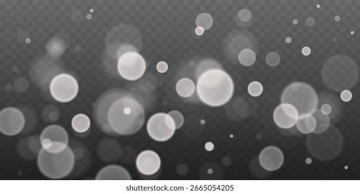 Bokeh luminoso, suavemente brilhante com luz branca. Luzes brilhantes abstratas. Efeito de bokeh brilhante isolado no fundo claro. Fundo de Natal feito de pó brilhante.	