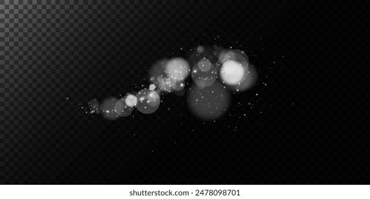 A luminous bokeh that gently shimmers with golden light. Light abstract glowing lights. Glowing bokeh effect isolated on dark background. Christmas background made of glowing dust.	