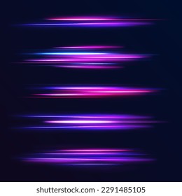 heller Hintergrund. High-Speed-Effekt-Bewegung unscharf Nacht Lichter blau und rot. Zauberhafte Neonlichtstrecken. Violett leuchtende Welle wirbelt, Impulskabel Linien. Lange Exposition. Vektorgrafik	