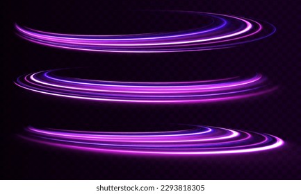 heller Hintergrund. High-Speed-Effekt-Bewegung unscharf Nacht Lichter blau und rot. Zauberhafte Neonlichtstrecken. Violett leuchtende Welle wirbelt, Impulskabel Linien. Lange Exposition.