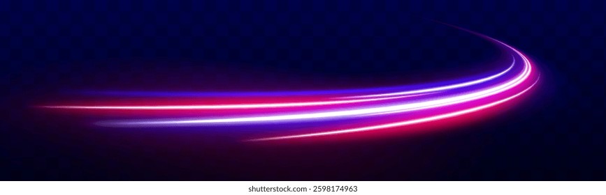 Luminous bright background. High speed effect motion blur night lights blue and red. Light and stripes moving fast over dark background.
